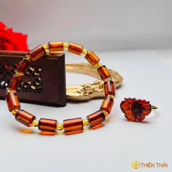 Set hổ phách huyết amber