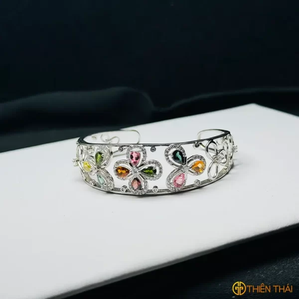 Còng bạc đính tourmaline