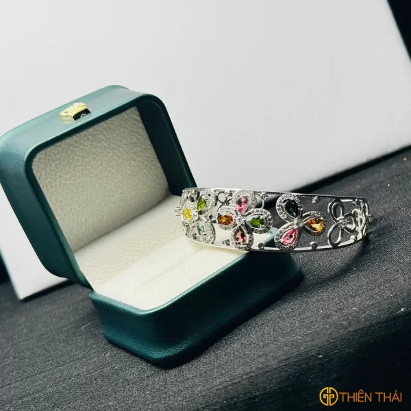 Còng bạc đính tourmaline